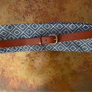 Anthro leather and fabric wrap belt